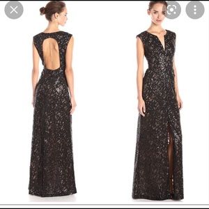BCBG MaxAzria Cain black sequin lace dress